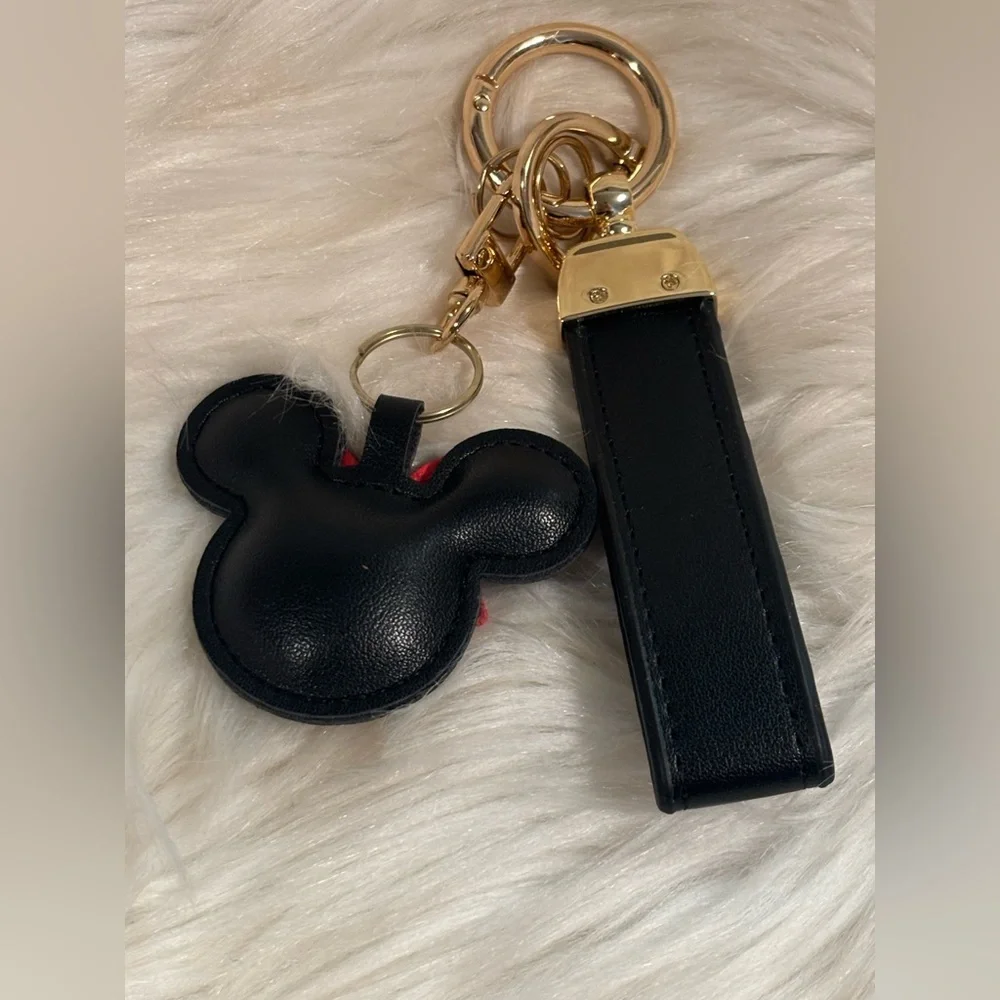 Black and Red Mouse Keychain with Gold Accents and Tool included NIP